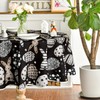 Horaldaily Easter Tablecloth 70×70 Inch Round, Black Easter Bunny Egg