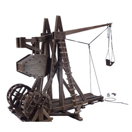 GAWEGM Wooden Model Building Kits - Ancient Chariot Trebuchet Model kit - Throwing Block Machine, Front Rotary Wheel, Antique Coloring, Counterweight for Collections, Amateurs