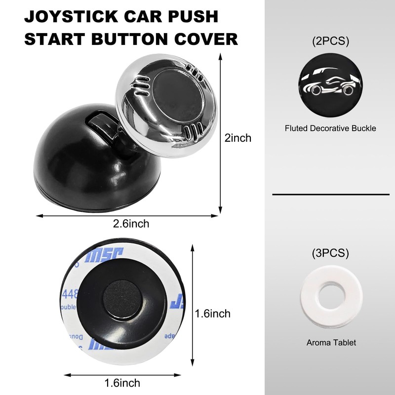 DXNQ DXNQ Metal Joystick Car Push Start Button Cover, Universal