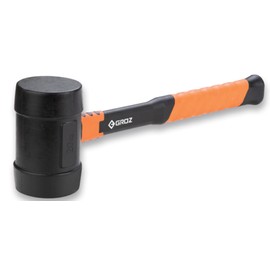Groz Rubber Mallet with Fibreglass Handle | Less Rebound | Ergonomic Grip | Shockproof & Lightweight | 14" Handle | Rubber Mallet for Carpentry, and DIY (Head Size: 567 GMS (20 Oz), Black)
