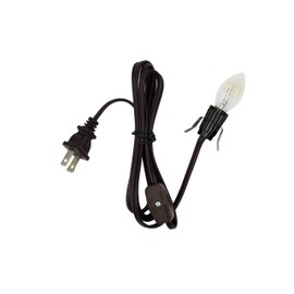 Creative Hobbies Clip-in Lamp Cord and 7w Bulb for Salt Lamps, Christmas Villages, Pumpkins & More - 6 Foot with On/Off Switch (Brown)