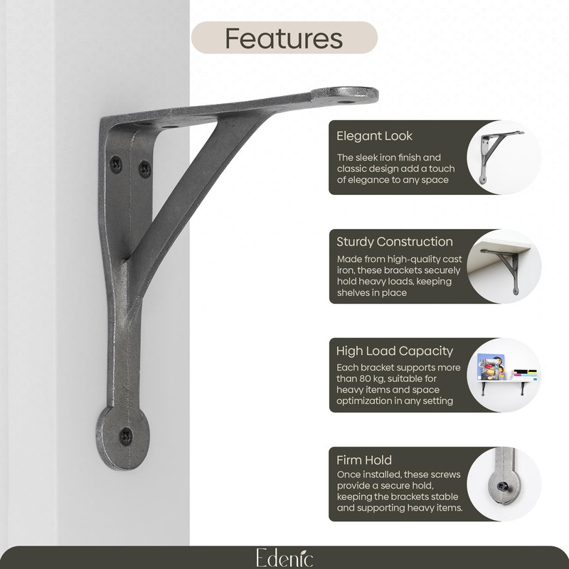 Edenic 2pcs Scaffold Board Gallows Shelf Brackets - 5x5 Inch