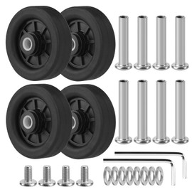 Ech.Apr 4pcs Luggage Wheels Replacement OD 50mm, Rubber Repair Suitcase Swivel Casters, Wear Resistant Mute Wheel Replacement Parts Wheels Black, EAC5