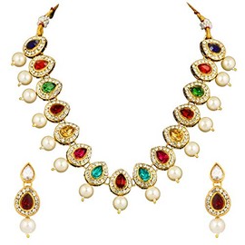 Aheli Indian Traditional Temple Necklace Earring Set Bollywood Jewelry Gift for Women