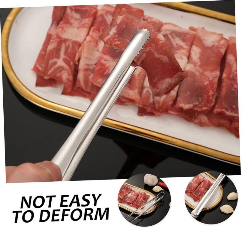 ULTECHNOVO 2Pcs Stainless Steel BBQ Tongs Reusable Kitchen Serving Clips