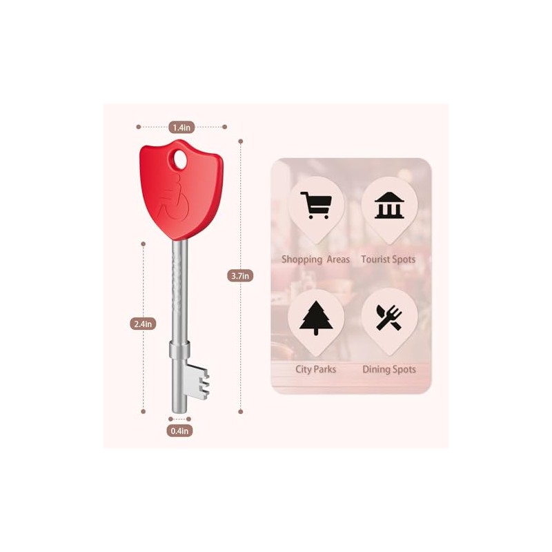 Radar Key for Disabled Toilets UK, Disabled Toilet Key, Red,