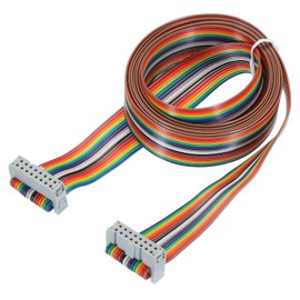 MECCANIXITY 1 Pcs 16 Pin Flat Rainbow Ribbon Cable FC/FC Female Connector 4.9FT 2.54mm Pitch Breadboard Jumper Wires for Electronic Projects
