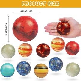 Ainiv Squeeze Stress Balls, 12pcs Stress Relief Ball, Sensory Stress Ball for Kids and Adults, Hand Exercise Stress Relief Balls, Squeeze Toys for Anxiety, Fidget, Tension, Manage Anger-Planet