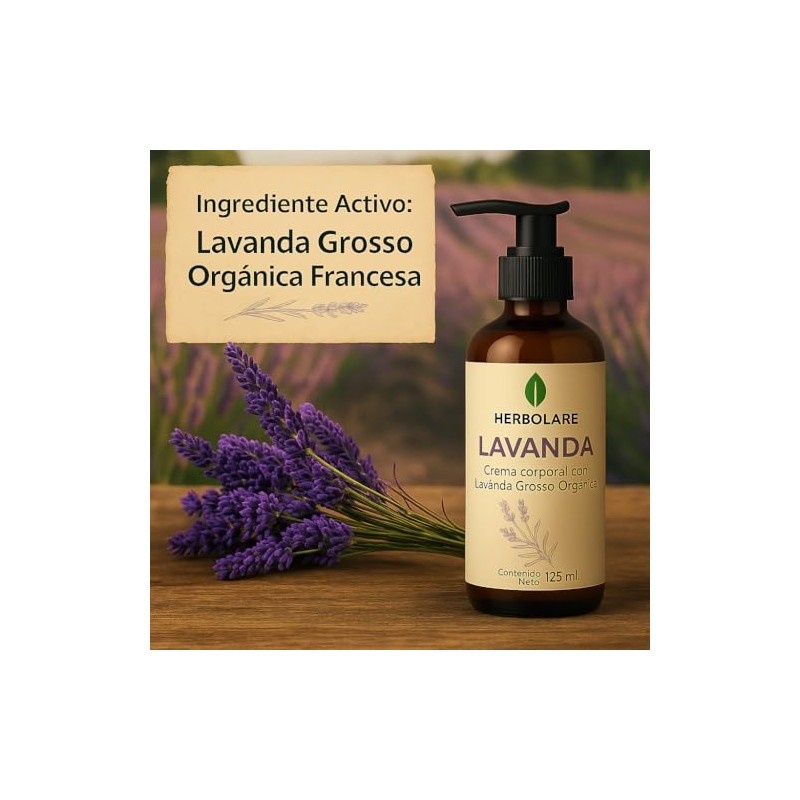 Herbolare Crema Corporal Natural de Lavanda Grosso Orgnica Francesa 125