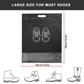 ACEBON 12 Piece Travel Shoe Bag, dust-Proof Shoe Bag, Portable Medium-Sized Shoe Storage Bag, Non-Woven dust-Proof Zipper Shoe Storage Bag (Black)