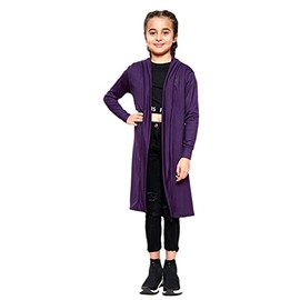 Girls Boyfriend Maxi Cardigan Plain Long Sleeve Fashion Open Front Top School Sweater Purple 9-10 Years