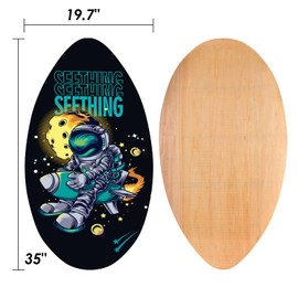 seething 35 Inch Skimboard with High Gloss Coat Wood Skim Board for Beginners,Kids, Teenagers, Adults and All Skimming(Spaceman)