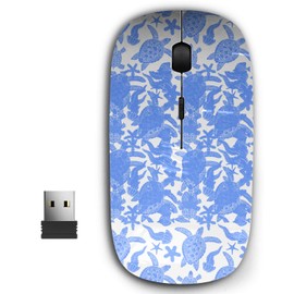 KAWAMOUSE 2.4G Ergonomic Portable USB Wireless Mouse for PC, Laptop, Computer, Notebook with Nano Receiver (Turtles Jellyfish)