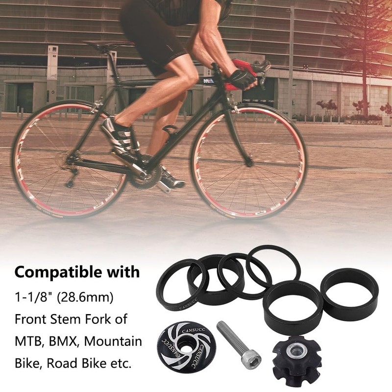 Saipor 9PCS Aluminium Alloy Bicycle Headset Spacer 1-1/8 inch Bicycle