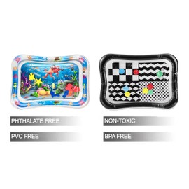 PandaEar 2 Pack Tummy Time Water Mats for Baby, Inflatable Water Play Mats Toys for Infants Newborn Toddlers 3-24 Months Girls and Boys