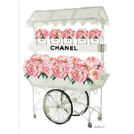 Fine Art Canvas Flower Cart Canvas Wall Decor by Artist Amanda Greenwood for Living Room, Bedroom, Bathroom, Kitchen, Office, Bar, Dining & Guest Room - Ready to Hang - 32 in x 43 in
