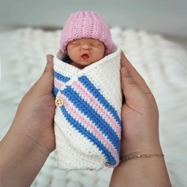 Mire & Mire 5 Pc Baby Doll Accessories Set -Knitted Bath Towel, Diaper, hat, Suitable for 7-inch Dolls （Doll not Included）