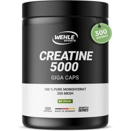 Wehle Sports Creatine 5000mg per day Monohydrate No Additives 300 Capsules, 1 Count, 300 / Wehle Sports 크레아틴 하루 섭취량당 5000mg 모노하이드레이트 첨가제 없는 300캡슐, 1개, 300