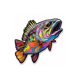 Psychedelic Fish art 3D Fishing Lover Sticker Car, Bike, SUV, Truck, Helmet, Laptop, Water Bottle, Notebook, Decal window, Guitar, Skateboard, Bumper Vinyl Waterproof sticker 5-inch (Design 7)