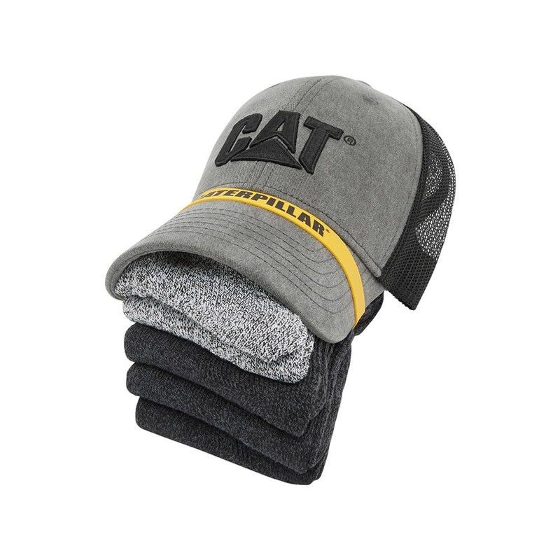 CAT Unisex Logo Cap/5 Sock Bundle, (1 Cap & 5