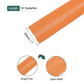 QUARKZMAN 1 Inch Single Fold Bias Tape, Polyester, Continuous Bulk Bias Tape for Sewing, Seaming Quilting, Hemming, Binding Crafts (Orange, 10 Yards)
