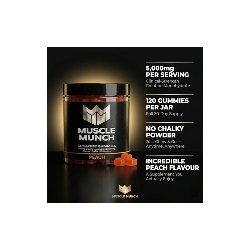 Creatine Monohydrate Gummies 5000mg - BCAA, L-Taurine & B12 -