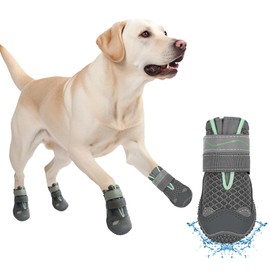 Furrtripsy Dog Booties,Waterproof Dog Shoes for Large Medium Small Dogs,Suitable for Summer Hot Pavement,Adjustable Non-Slip Rubber Paw Protector (Grey, #2 (Width 1.8 inch) for 21-30 lbs)