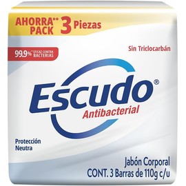Escudo Antibacterial, Jabón Corporal en Barra de Protección Neutra, Paquete de 3 piezas de 110 gramos cada una, Protección para Toda la Familia