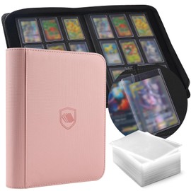 Toploader Binder, Holds 360 Toploaders, 100 Toploaders INCLUDED, 9-Pocket PU Cover Top Loader Binder for 3" x 4" Rigid Toploaders, Ringless Double-Sided Toploader Card Binder for TCG, Sport Cards