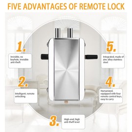 VLUOO Electronic Deadbolt Door Lock, Anti-Theft Remote Deadbolt Door Lock Zinc Alloy Remote Lock for Door with 4 Remote Controls