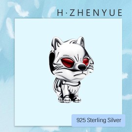 H.ZHENYUE S925 Sterling Silver Charm Pendant Dangle Beads Wolf for Bracelet Necklace for Women Gifts