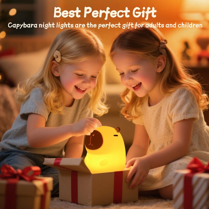Rytinazzz Capybara Night Light for Kids, Squishy Lamp, 1200mAh Long-Lasting
