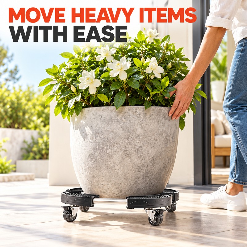 440 lb Adjustable Trash Can Dolly, 15-22.8 Inch Rolling Plant