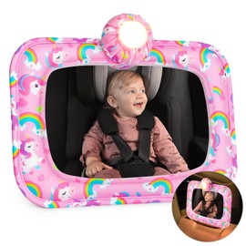 MHJY Baby Car Mirror With Light Shatterproof Car Mirror for Baby Adjustable Shake Proof Car Seat Mirror for Baby Rear Facing With Clear Wide View