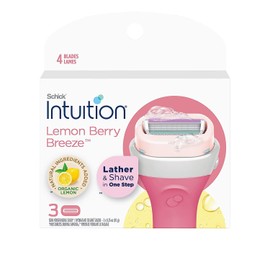 Schick Intuition Lemon Renewing Moisture Women Razor Refill Cartridges, 12 count(4Pack), New Version 2022 (Lemon3Count(1Pack))