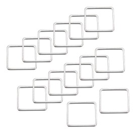 MECCANIXITY Square Beading Hoop Link, Geometric Hollow Open Bezel Linking Ring 0.47"x0.47" Silver Tone for Jewelry Making, Pack of 20