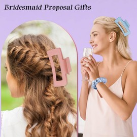 Featch Bridesmaid Proposal Gifts 12pcs Hair Claw Clips & 12pcs Satin Hair Ties Scrunchies Bachelorette Party Bridal Shower Present Good ideas Gift for Wedding Party Favors Black