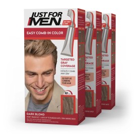 Just For Men Easy Comb In Color Dark Blond Hair Coloring Agent Pack of 3