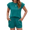 MAIABLEAU Ribbed Matching Pajamas Set Women 2 Piece Short Sleeve