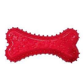 RvPaws Dog Rubber Chew Toy Combo (Squeaky Dumbbell + Squeaky Ball Red + Red Dumbell) - Color May Vary