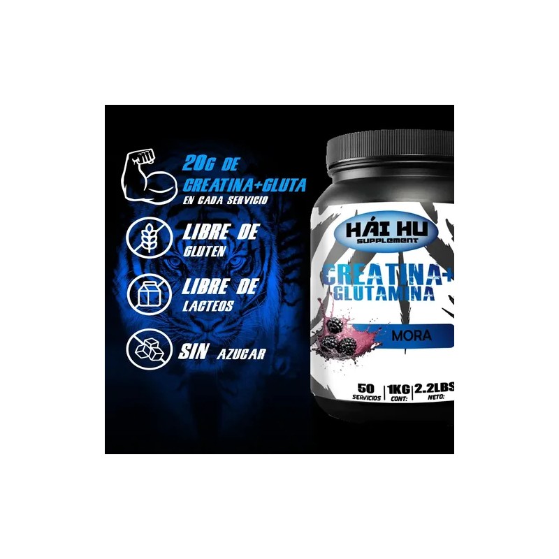 Creatina Glutamina Hái Hu 1kg 50 Servicios Varios Sabores