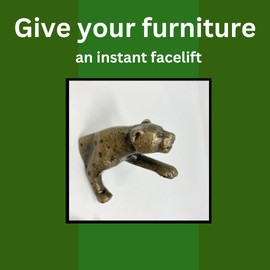 Safari Antique Brass Animal Iron Metal Drawer Knobs (Knob, Leopard)