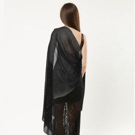 Holibanna Rhinestone Shawl Wrap for Women Elegant Evening Dress Cover Up Sparkly Chiffon Scarf for Weddings and Formal Events Versatile Comfortable Fashion Accessory