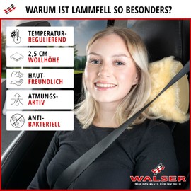 Walser Mila Lambskin Neck Support Car Neck Pillow Made of 100% Lambskin, Neck Pillow Car, Neck Pillow Travel, Travel Neck Pillow, Travel Pillow, Travel Pillow, Aeroplane Pillow, Beige