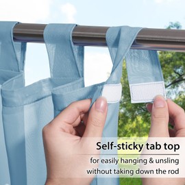 RYB HOME Outdoor Curtains Waterproof - Detachable Top Soft Durable Semi Sheer Curtain with 1 Rope, Indoor Outdoor Light Filtering Shadings for Wedding Pergola Patio, W 54" x L 108", 1Pc, Navy Blue