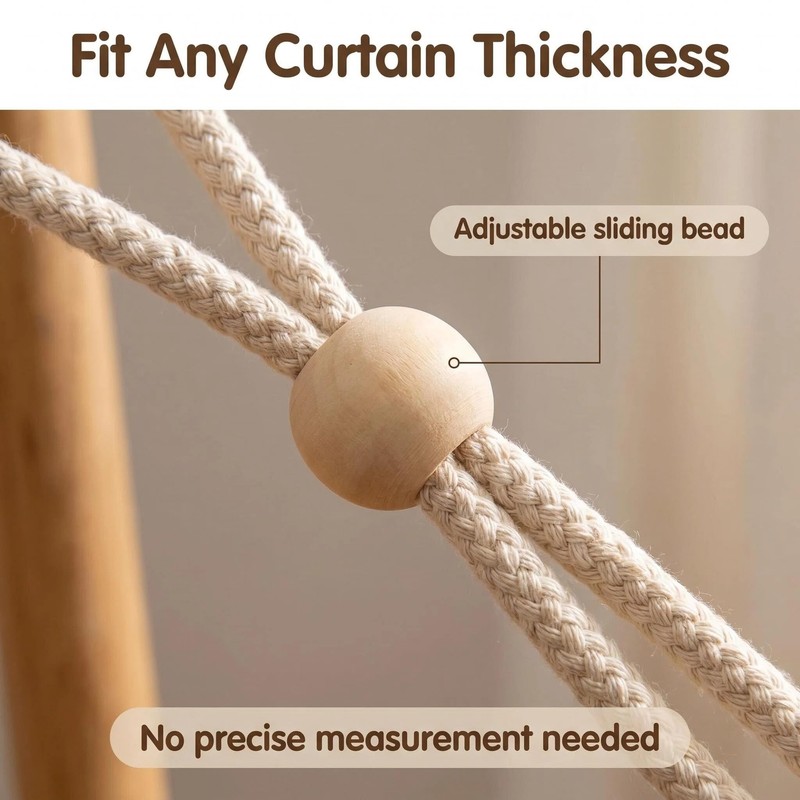 CavspkArt 4Pcs Curtain Tiebacks, Adjustable Rope Tie Backs for Curtains