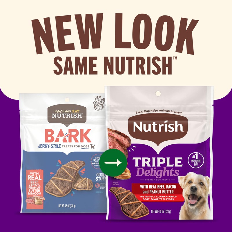 Nutrish Triple Delights Premium Dog Treats with Real Beef, Bacon,