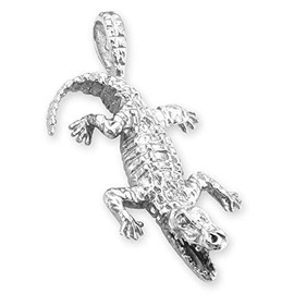 CROCODILE Pendant ~ Solid Sterling Silver Handmade UK (Optional Necklace)