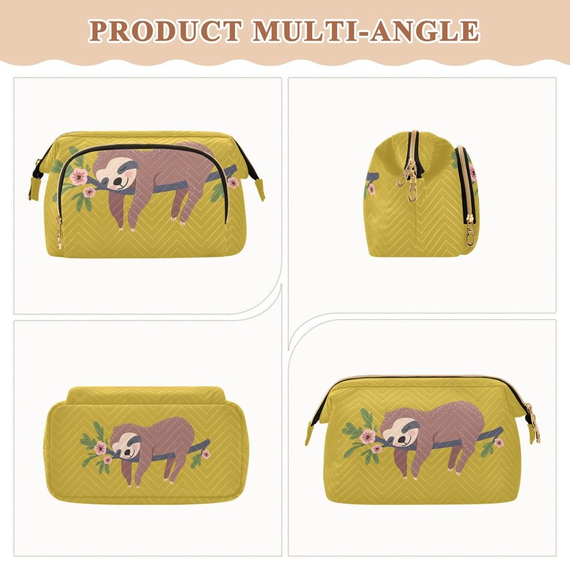 Kjovgcb Women Wave Quilt Cosmetic Bag, Zipper Toiletry Storage 10.2x5.9x6.7