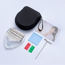 17 Key Crystal Small Kalimba Set Lightweight High Hardness Mini Thumb Piano Kit for Home Music Class Heart Type